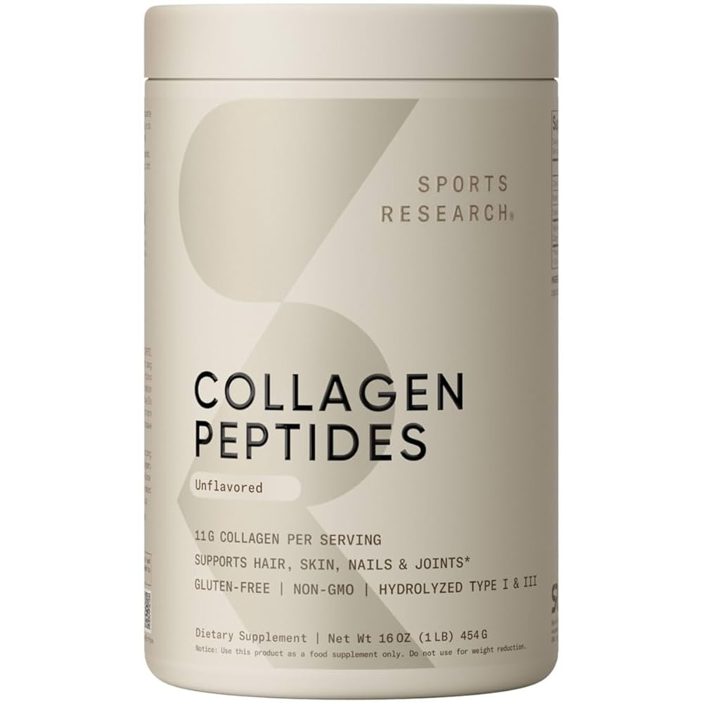 Sports Research Collagen Peptides for Women & Men, Unflavored, 16 oz., Hydrolyzed Type 1 & 3 Coll... | Amazon (US)