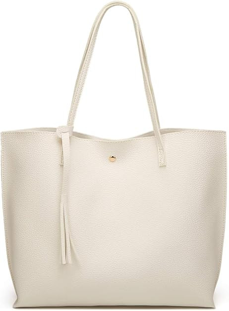 Women's Soft Faux Leather Tote Shoulder Bag from Dreubea, Big Capacity Tassel Handbag | Amazon (US)
