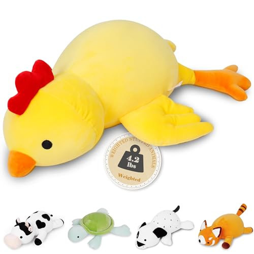 24" 4.2 lbs Weighted Stuffed Animals, Weighted Chicken Plush, Cute Weighted Stuffed Animal Chick Plushie Dolls Throw Pillow Birthday Christmas Gifts for Children Kids Adults | Amazon (US)