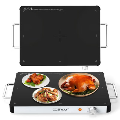 Costway 1PCS 16" x 12" Electric Warming Tray Tempered Glass Food Warmer with Anti-Scalding Handles | Target