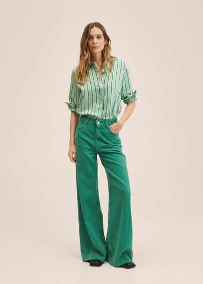 Colour-wash wideleg jeans green - Woman - 10 - MANGO | MANGO (UK)