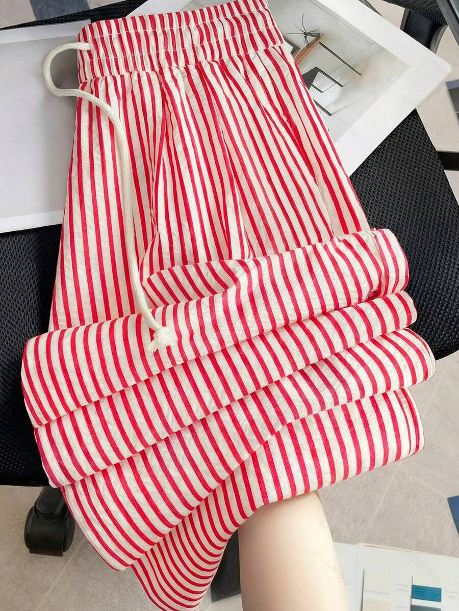 Striped Drawstring Waist Casual Pants, Suitable For Office, Business, Vacation, Casual Daily Wear... | SHEIN