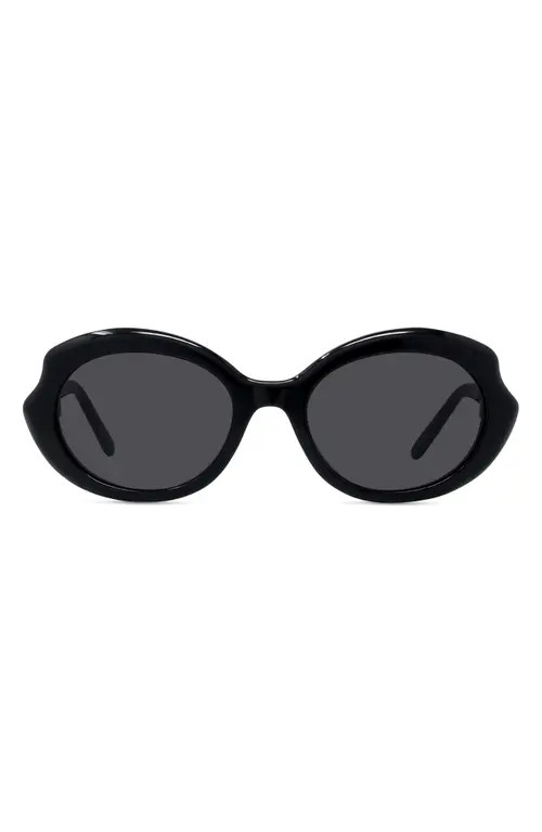 Loewe Thin Mini 54mm Oval Sunglasses in Shiny Black /Smoke at Nordstrom | Nordstrom