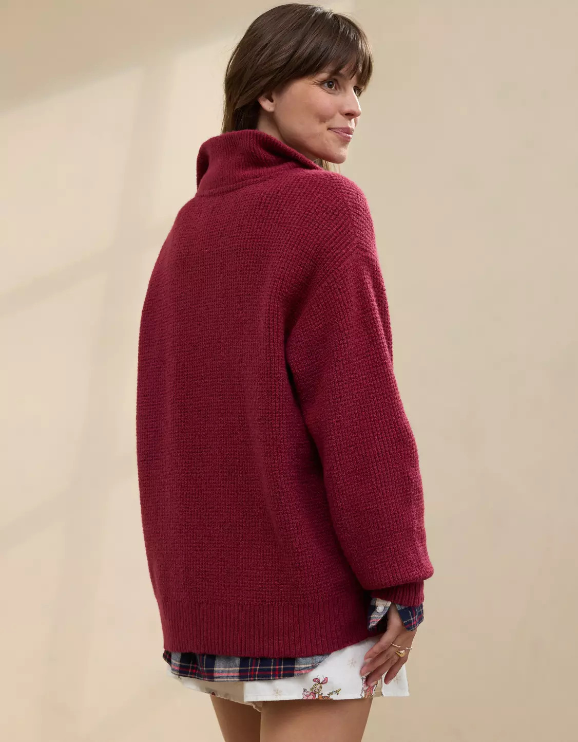 Aerie CozyUp Waffle Button Sweater | Aerie