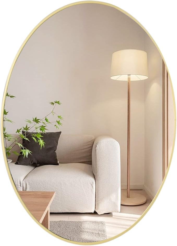 Gold Oval Mirror, 20" x 28" Vanity Mirror for Wall, Gold Oval Mirror for Bathroom, Pill Shaped Ov... | Amazon (US)