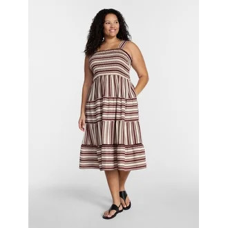 Terra and Sky Women's Plus Sleeveless Midi Tiered Dress, Sizes 0X-5X | Walmart (US)