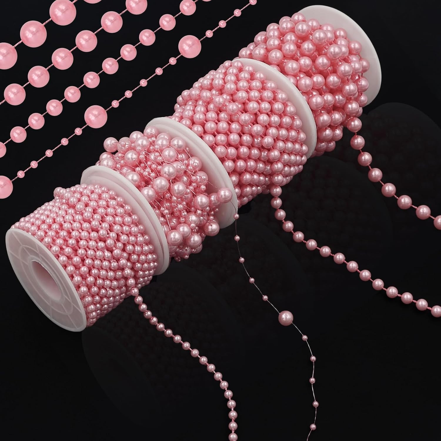 Bijou Joon 4 Rolls 88 Feet Pink Pearl String Pearl Garland Beaded Strands | Amazon (US)
