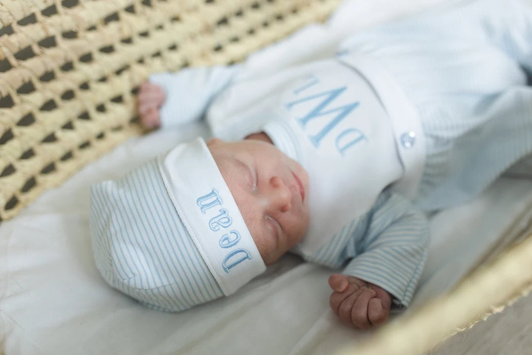 Baby boy coming home outfit, Monogrammed footie romper, Personalized Baby gift, sleeper, newborn ... | Etsy (US)