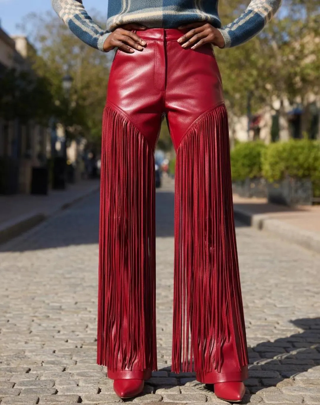 Handmade Women Leather Western Fringe Pants – Tassel Bell Bottom Trousers – Festival Streetwe... | Etsy (Global)