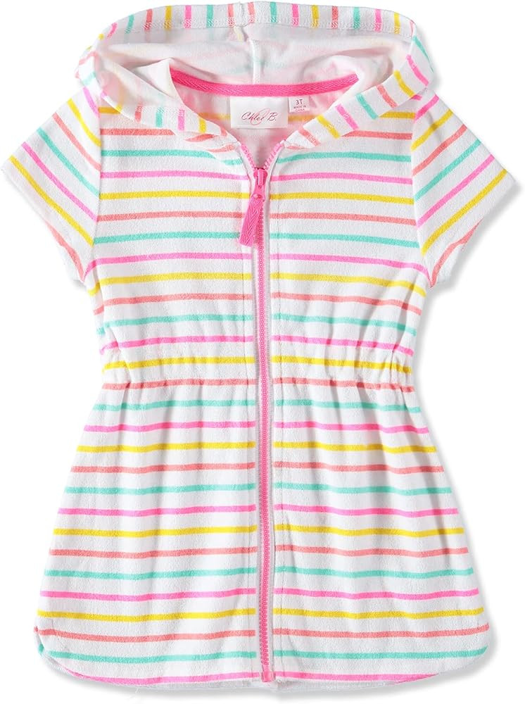 Girls Hooded Swimsuit Coverups Zip-Up Absorbent Terry Swim Cover Up, Size 2T-16 | Amazon (US)