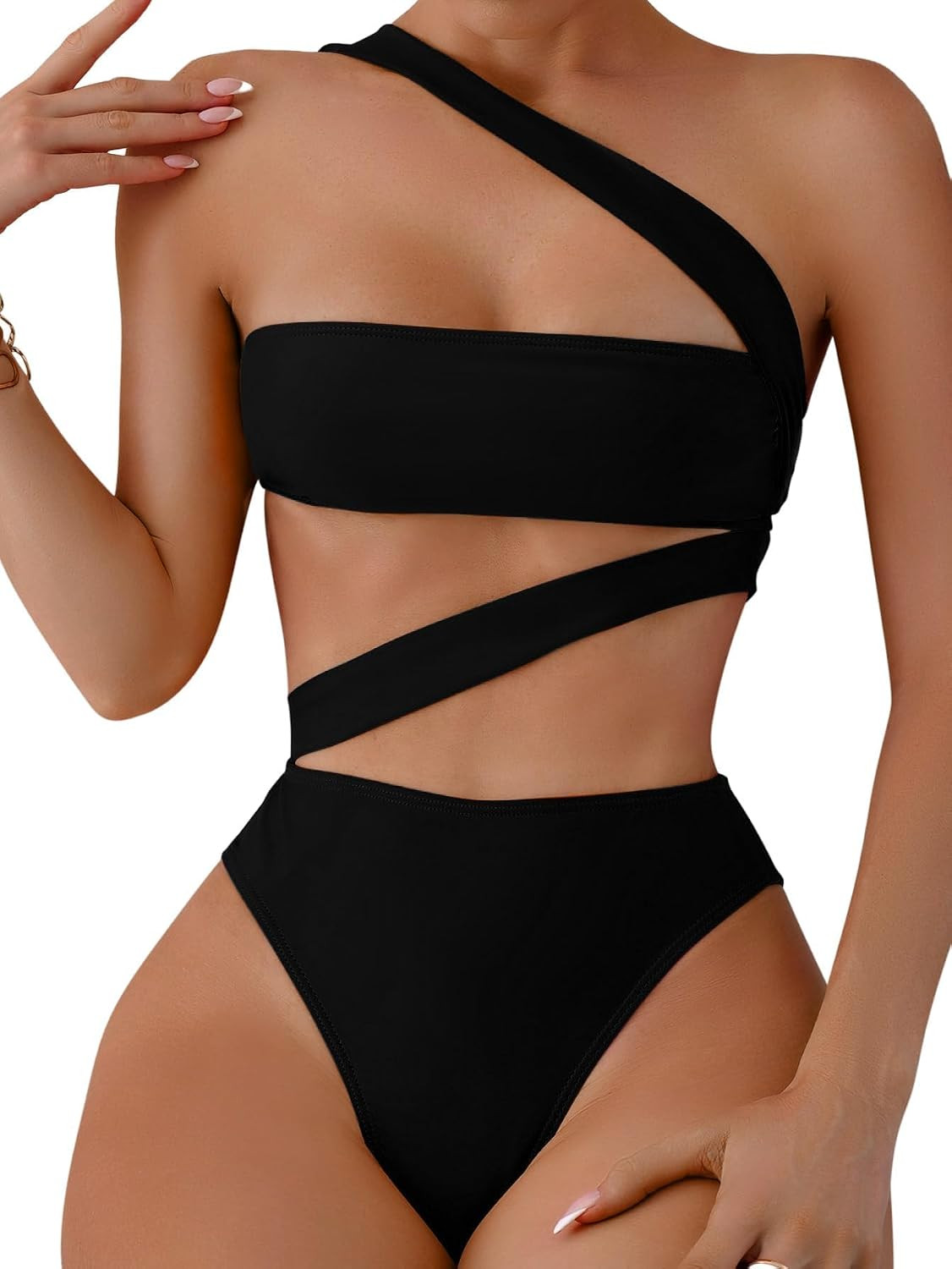 Lilosy Sexy Cutout Tube High Waist Bandeau Bathing One Piecce Swimsuit | Amazon (US)