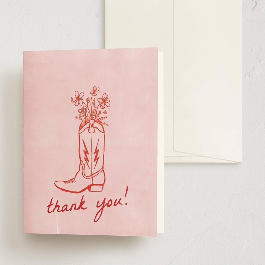 Minted Thank You Cards Pack, Set of 10, Folded Thank You Cards with Envelopes, Blank Card, Pink B... | Amazon (US)