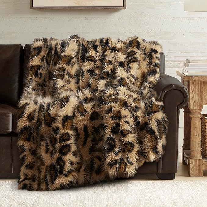 Hyde Lane Faux Fur Throw Blanket, Luxury Fluffy Leopard Blankets for Home Couch Sofa, Fuzzy Plush... | Amazon (US)