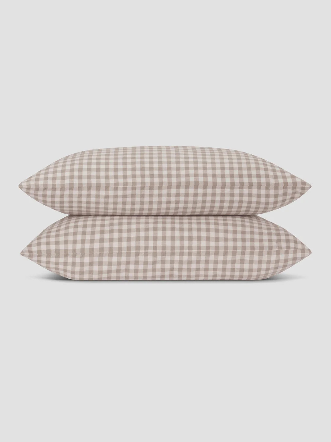 Mushroom Gingham 100% Linen Pillowcases (Pair) | Piglet