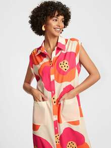 SHEIN X VALERIA GALIPOLI Floral Print Button Front Shirt Dress SKU: sw2210129257910021(12 Reviews... | SHEIN