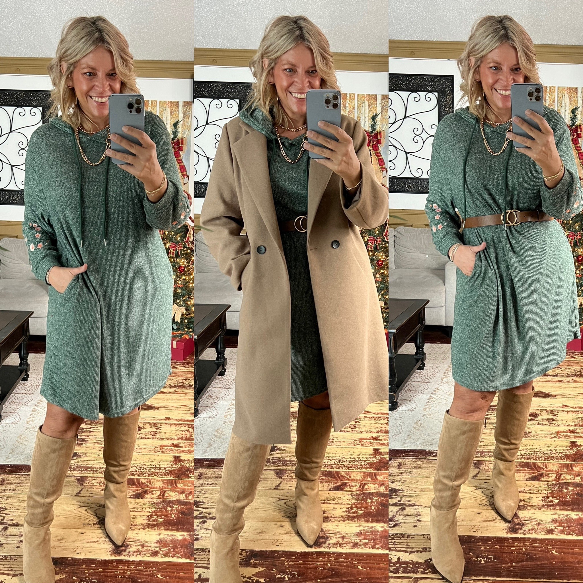 Bloomchic sweater dress size 12, coat size xl 

#LTKSeasonal #LTKFindsUnder50 #LTKMidsize