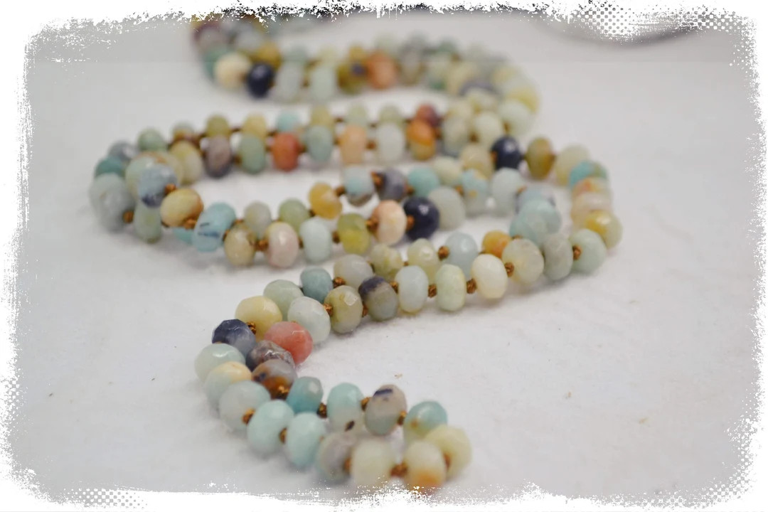 Amazonite Long Beaded Necklace - Etsy | Etsy (US)