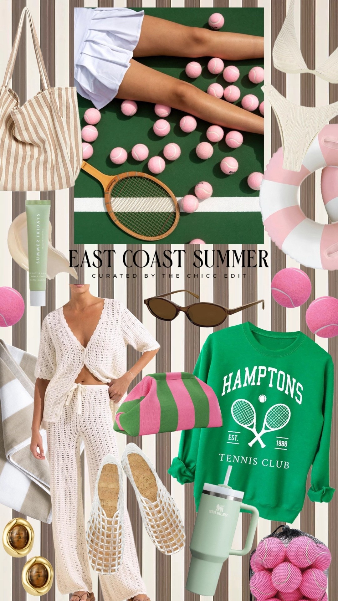 East coast summer 🎾

#vacation #swim #flats #sweatshirt #outfit sunglasses tennis balls Stanley tumbler keychain pillow clutch earrings towel tote bag bikini jelly shoes keychain cap for summer Fridays lip balm Amazon towel clip 

#LTKActive #LTKSwim #LTKootd