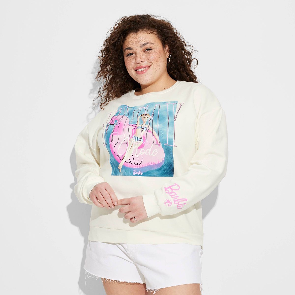 Women's Barbie Vacation Mode Graphic Sweatshirt - Off-White | Target