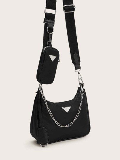 Chain Decor Crossbody Bag With Purse | SHEIN