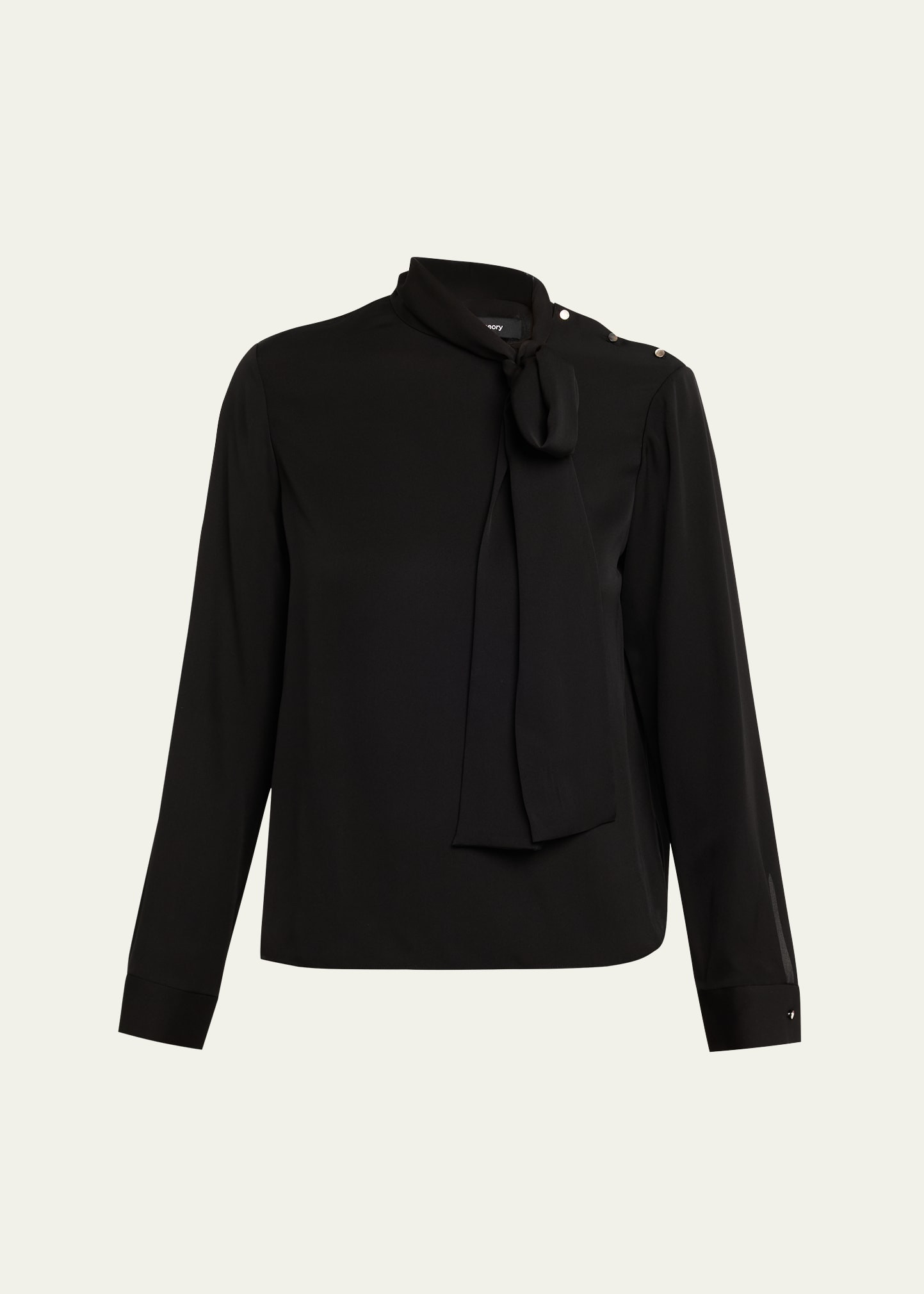 Theory Long-Sleeve Silk Tie-Neck Blouse | Bergdorf Goodman
