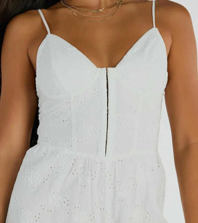 Sweet Aura Sleeveless Sweetheart Eyelet Romper | Windsor Stores
