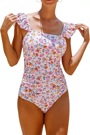 Hilinker Women's V Neck Mesh Bikini Set Color Block Swimsuit 2 Piece Bathing Suit