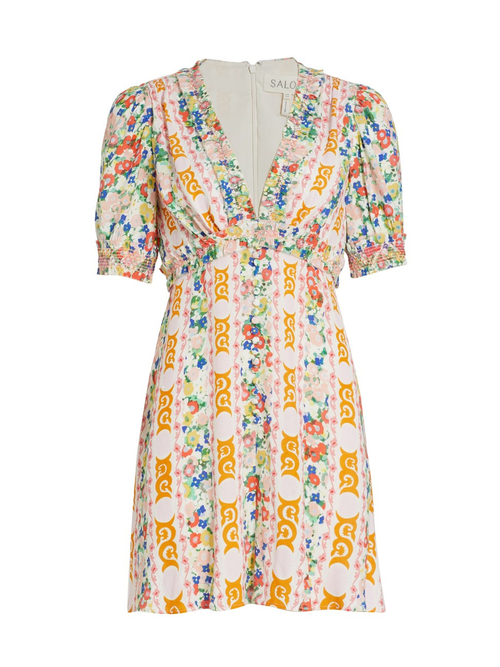 Women's Lea Puff-Sleeve Floral-Striped Minidress - Size 10 | Saks Fifth Avenue