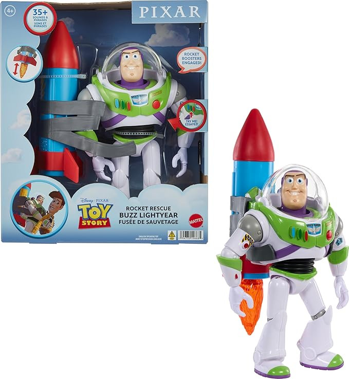 Mattel Disney and Pixar Toy Story Talking Action Figure, Rocket Rescue Buzz Lightyear with 20+ So... | Amazon (US)