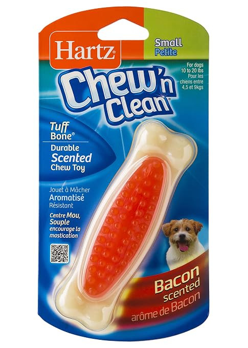 Hartz Chew 'n Clean Tuff Bone Bacon Scented Dental Dog Chew Toy - Small | Amazon (US)