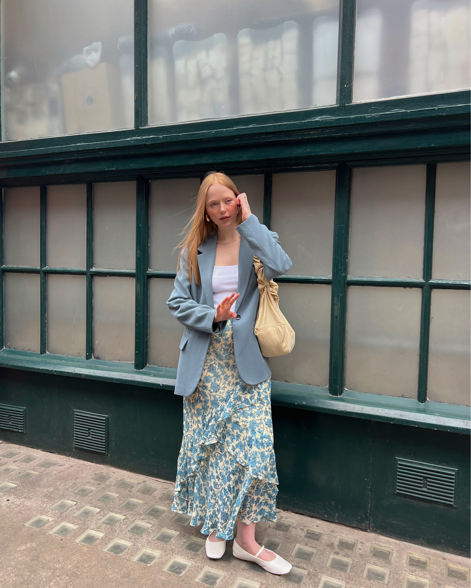 Teal, Blazer, Linen Blazer, Spring Blazer, Midi Skirt, Floral Skirt, Maxi Skirt, Summer Skirt, Holiday Style, Summer Style, Scrunch Bag, Mary Jane, Ballet Flats. 

#LTKuk #LTKstyletip #LTKsummer