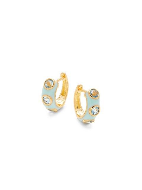 Goldtone Sterling Silver, Blue Topaz & Enamel Huggie Hoop Earrings | Saks Fifth Avenue OFF 5TH