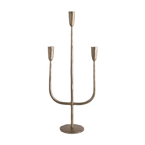 Creative Co-Op Hand-Forged Metal Candelabra, Antique Brass Finish (Holds 3 Taper Candles) | Amazon (US)