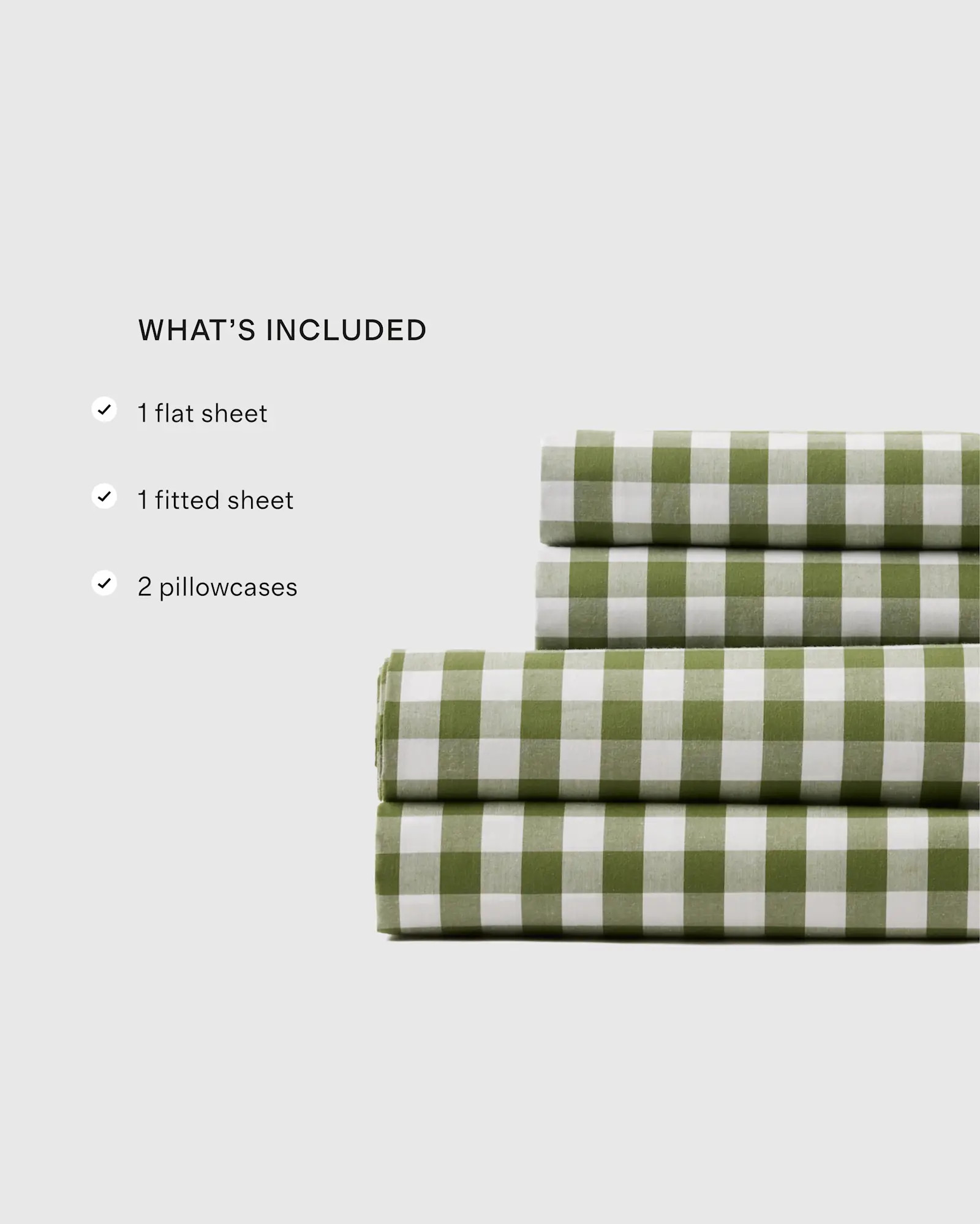 Classic Organic Percale Sheet Set in Olive Gingham | Quince