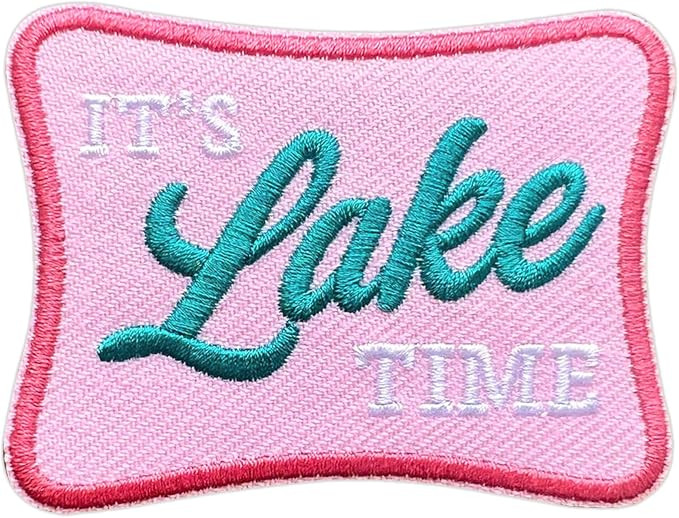 It's Lake Time Patch, Summer 3 Inches Iron On/Sew On Embroidered Applique Fabric Aesthetic Vacati... | Amazon (US)