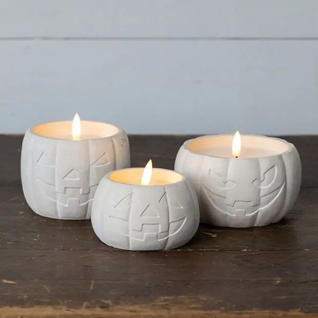 Cream Jack O Lantern Flameless Candle Set of 3 | Antique Farm House