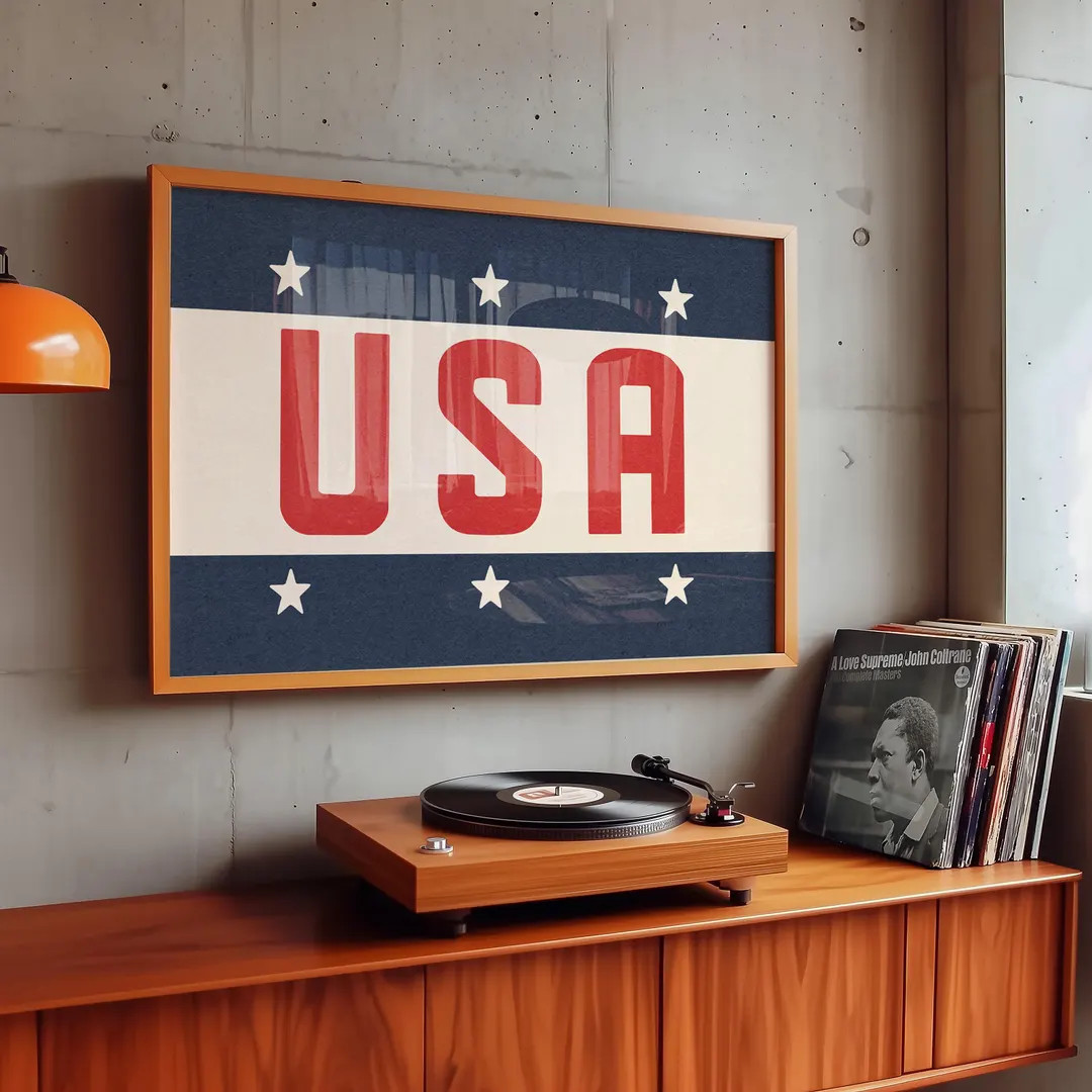 American Flag Artwork for Home Accent Piece for Office Room Decor Red White Blue Design Star Stri... | Etsy (US)