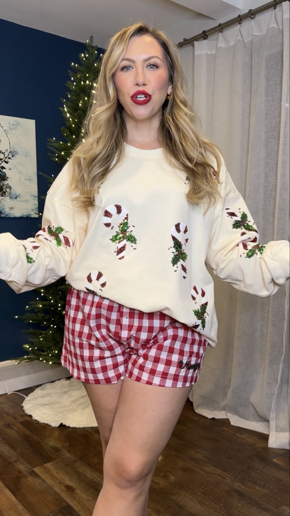 Cozy holiday vibes 🎄✨ Unboxing the CUTEST festive holiday pajamas and loungewear that are perfect for relaxing holiday movie nights, cookie baking, tree decorating and staying warm all season long ✨🎄 If you’re looking for affordable and adorable Christmas PJs and winter loungewear ideas, these pieces are must-haves! ❄️ wearing a large in both 

 #LTKGiftGuide #LTKHoliday #LTKMidsize