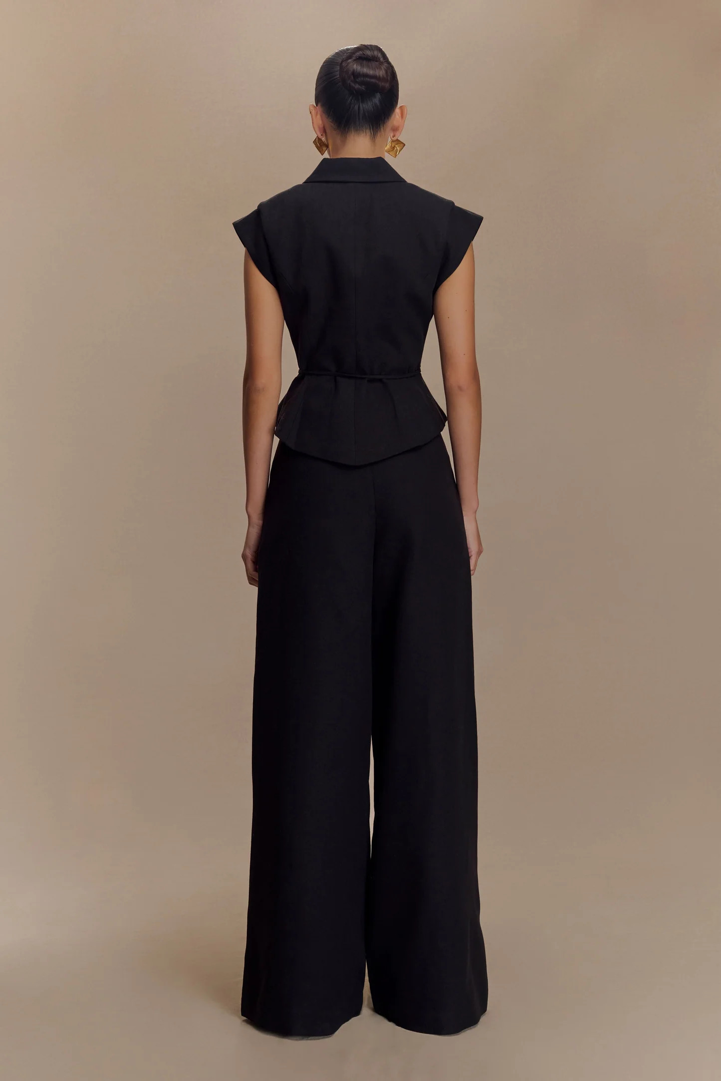 Raya Mid Rise Wide Leg Linen Pant - Black | Meshki (APAC)