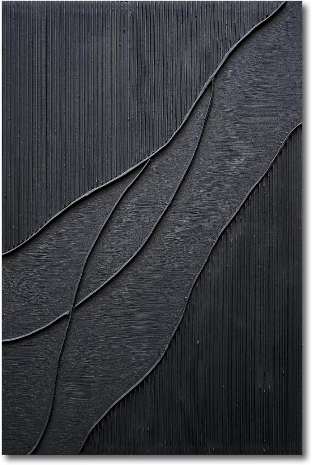 NANKAI Art Hand-Painted Thick Texture Black Minimalist Oil Painting 45x30 Inch Large Home Wall De... | Amazon (US)