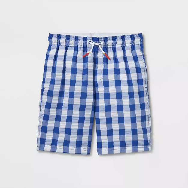 Boys' Gingham Seersucker Swim Trunks - Cat & Jack™ Blue | Target