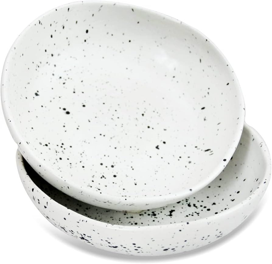 roro Ceramic Stoneware Hand-Thrown Bowl Set, 7" (7" x 2 bowls, Speckled Egg White) | Amazon (US)