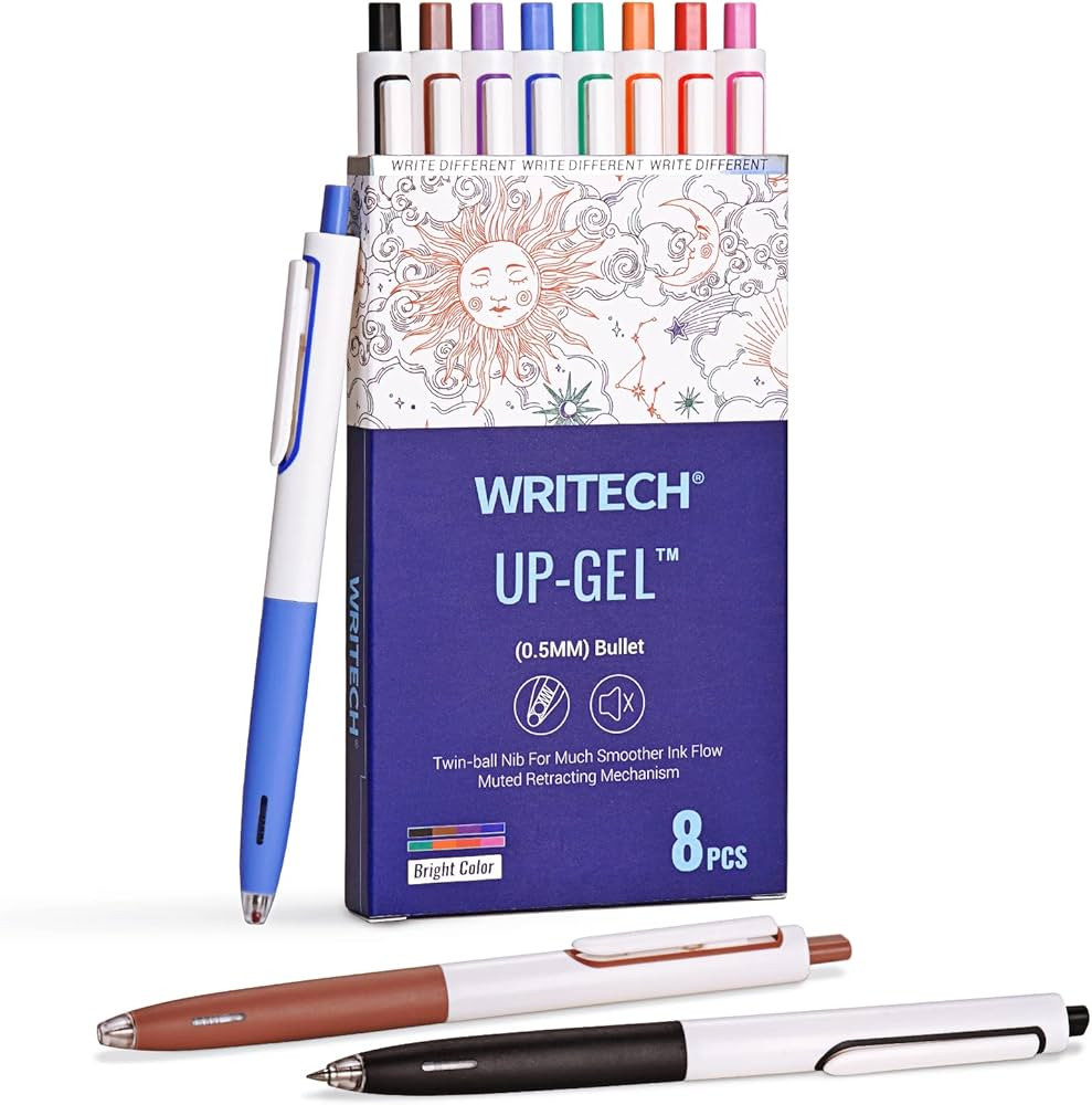 WRITECH Retractable Gel Ink Pens: Multicolor 0.5mm Fine Point Pen No Smear & Bleed for Journaling... | Amazon (US)