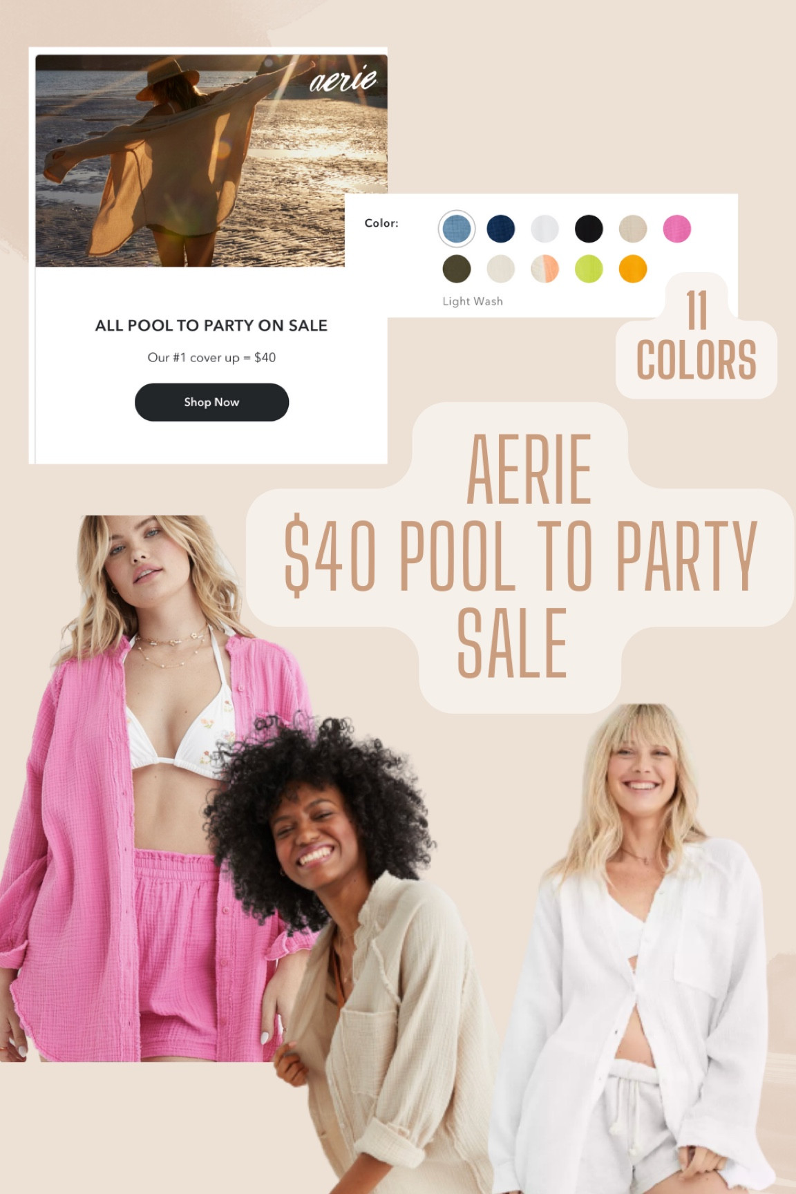 Iconic aerie pool to party coverup on SALE for $40! fits oversized, I wear size large! 

#LTKsalealert #LTKunder50 #LTKunder100