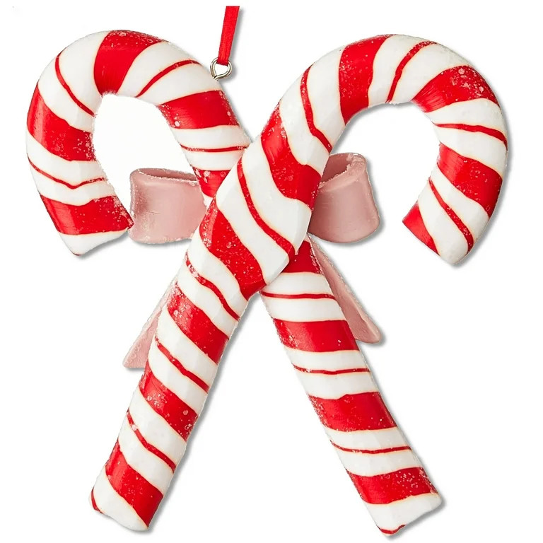 Red and White Clay Dough Candy Cane Christmas Ornament, 4.5", by Holiday Time | Walmart (US)
