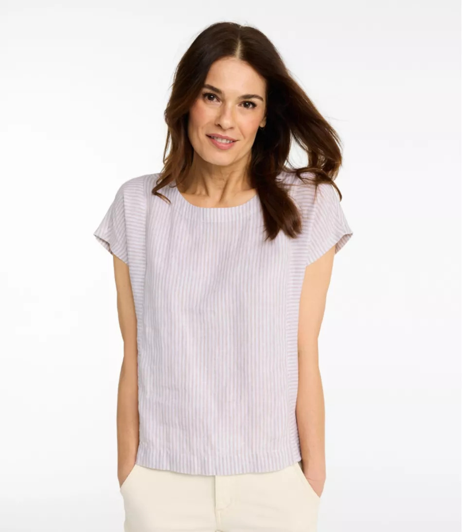 Women's Premium Washable Linen Shirt, Short-Sleeve Stripe | L.L. Bean