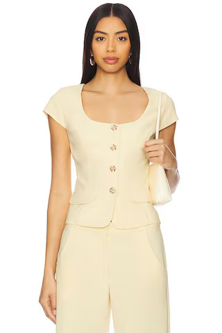 Amanda Uprichard Short Sleeve Kya Top in Cornsilk from Revolve.com | Revolve Clothing (Global)