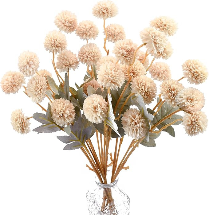 Mandy's 6 Stems Silk Beige Kiku Ball Flowers | Amazon (US)