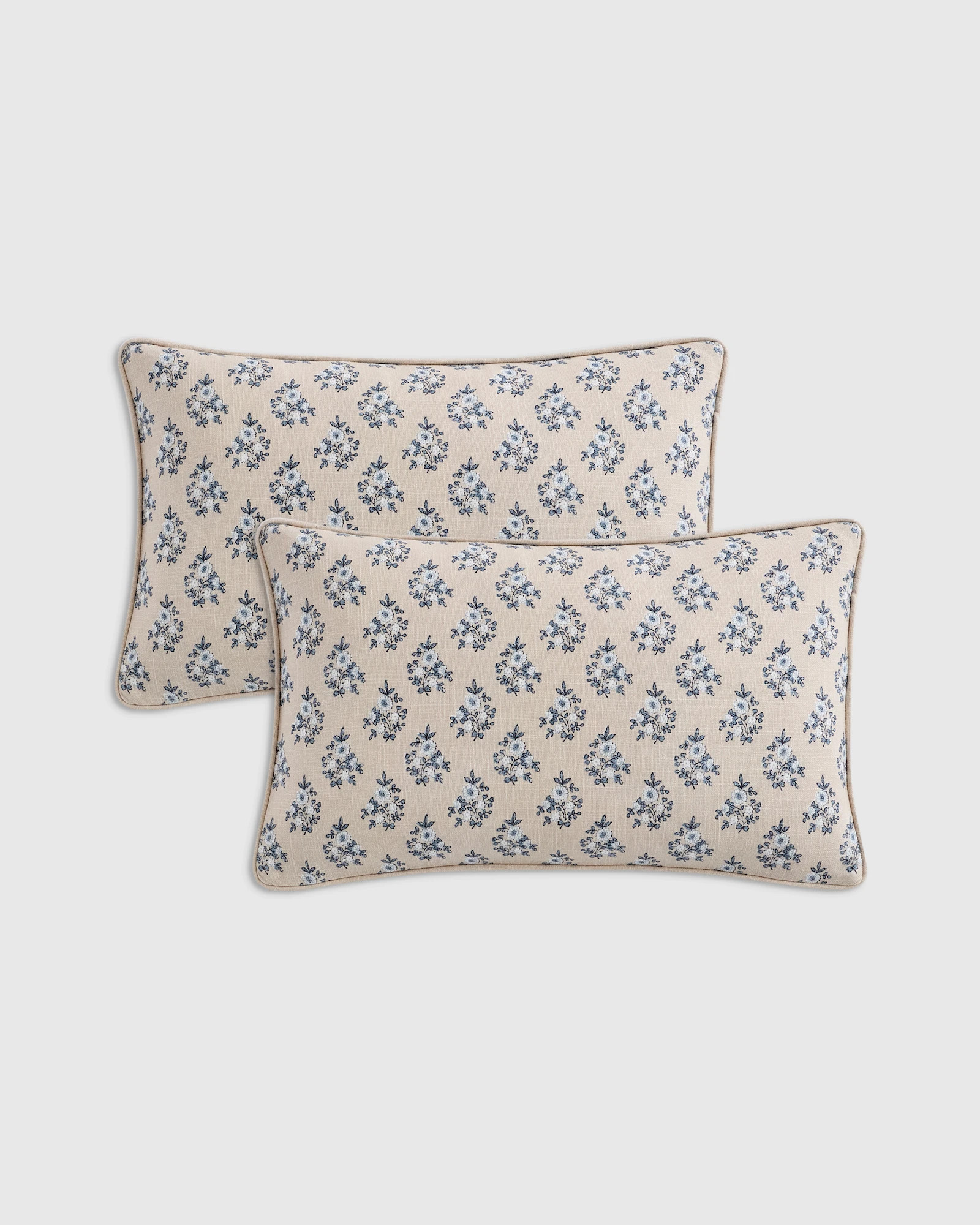Piped Floral Cotton Pillow Cover (Set of 2) | Quince