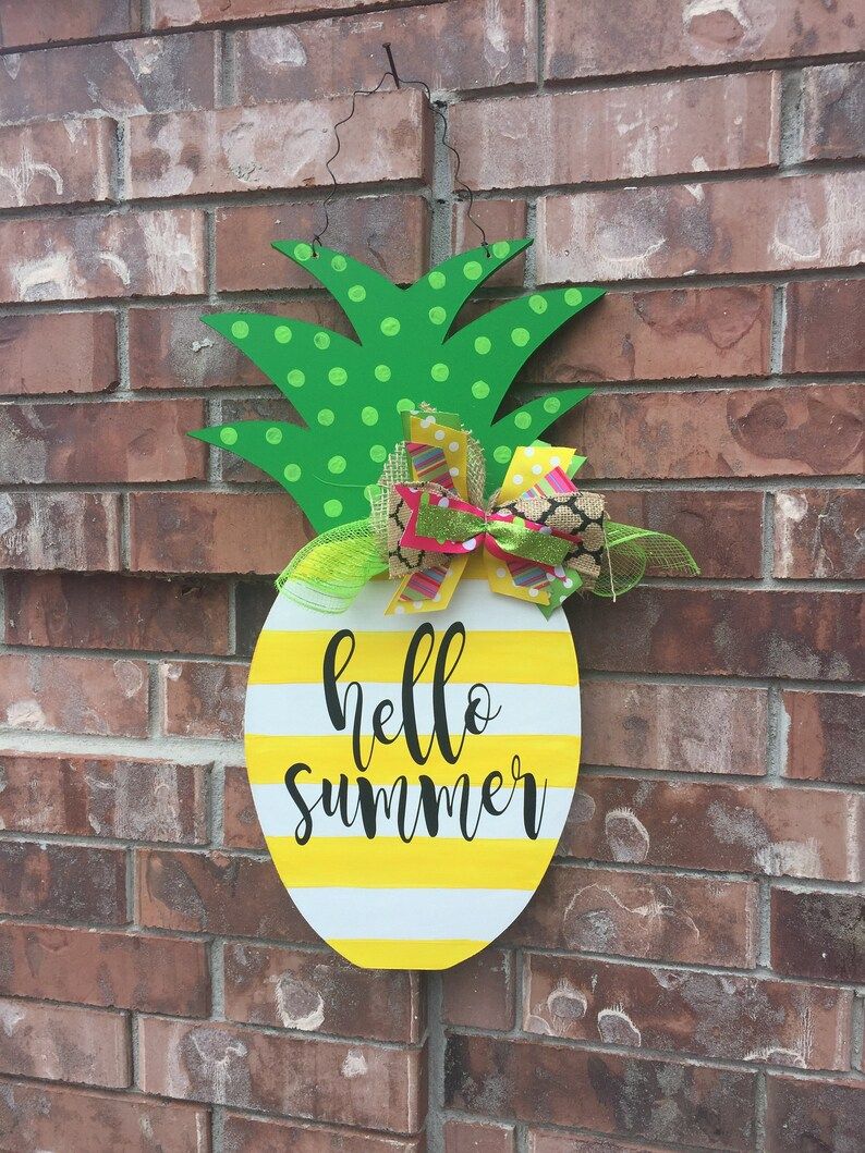 Summer Door Hanger, Pineapple Door Hanger, Summer Wreath, Pineapple Decor, Pineapple Wreath, Hell... | Etsy (US)